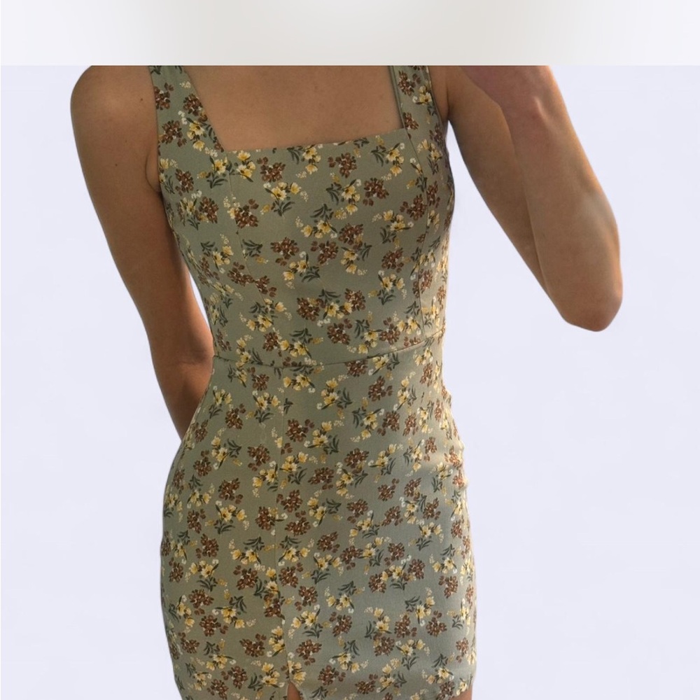 Trixxi Green Sheath Mini Dress Sleeveless Square Neck